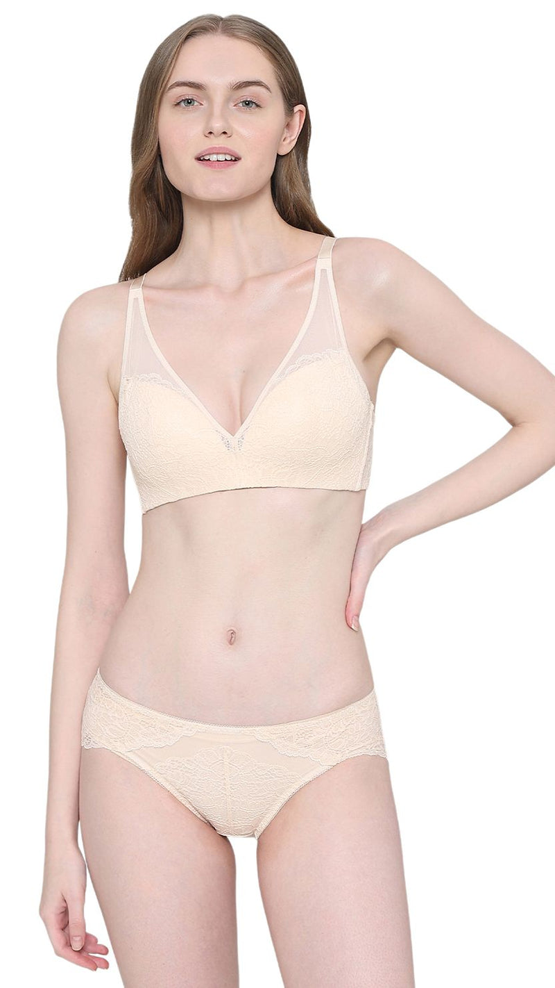 Padded Non-Wired 3/4th Cup Lace Bra