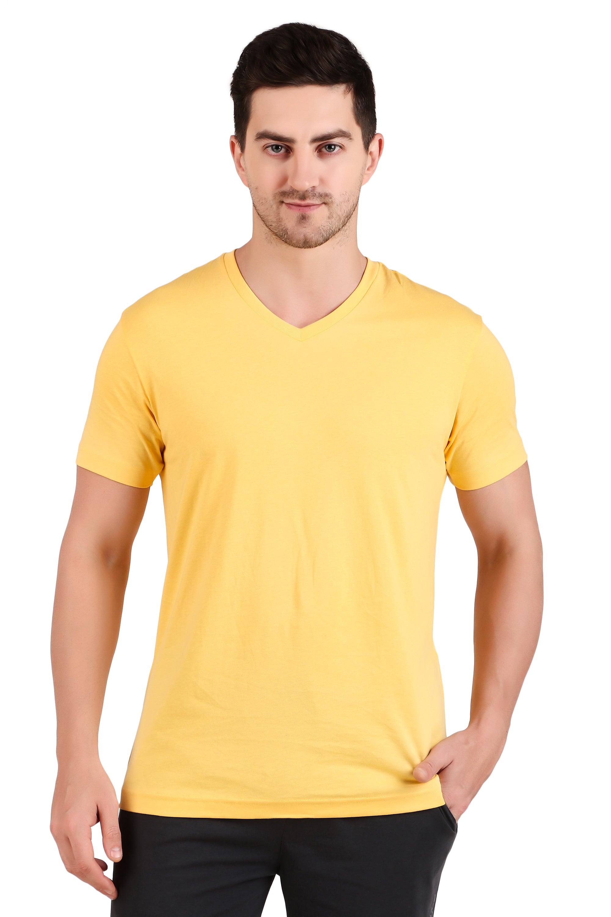 Jockey-2726 Super Combed Cotton Rich Solid V Neck Half Sleeve T-Shirt