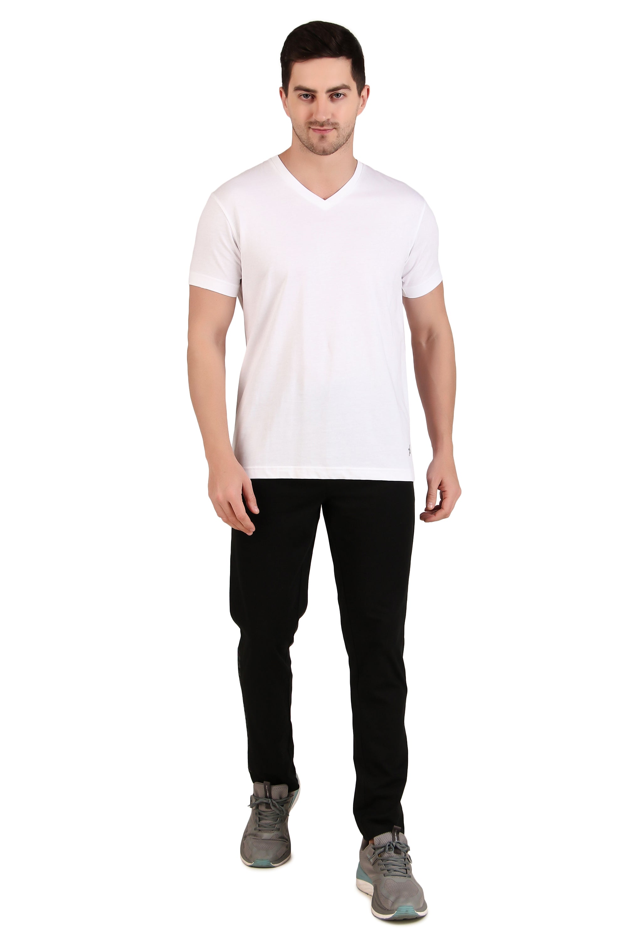 Jockey-2726 Super Combed Cotton Rich Solid V Neck Half Sleeve T-Shirt