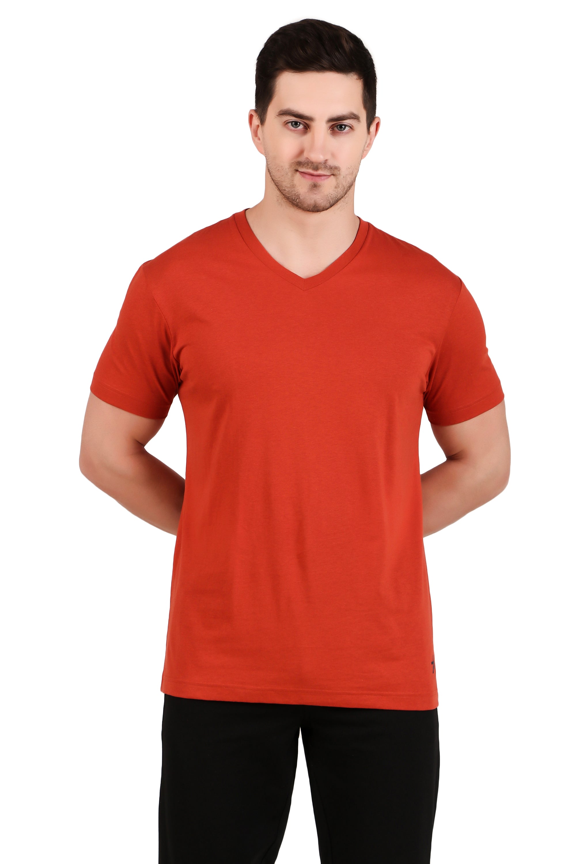 Jockey-2726 Super Combed Cotton Rich Solid V Neck Half Sleeve T-Shirt