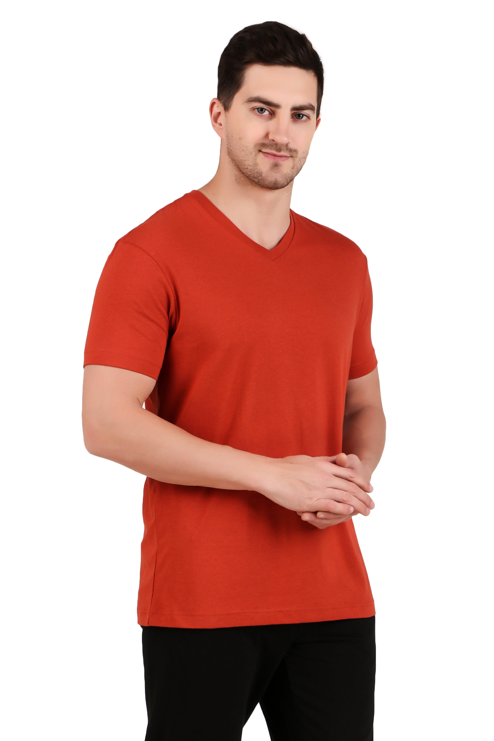 Jockey-2726 Super Combed Cotton Rich Solid V Neck Half Sleeve T-Shirt