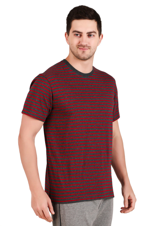 Jockey-2715 Super Combed Cotton Rich Striped Round Neck Half Sleeve T-Shirt -TB-SR