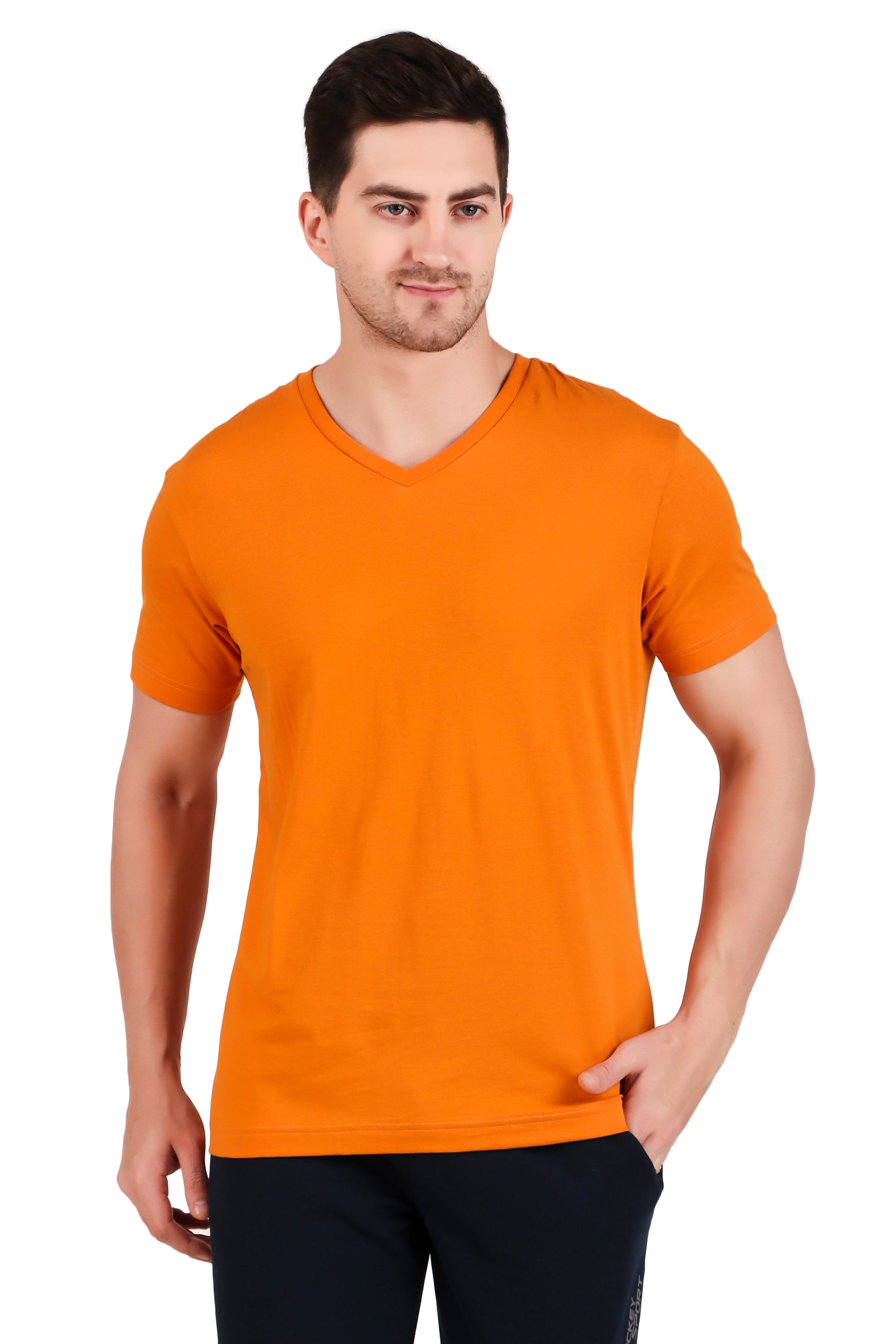 Jockey-2726 Super Combed Cotton Rich Solid V Neck Half Sleeve T-Shirt