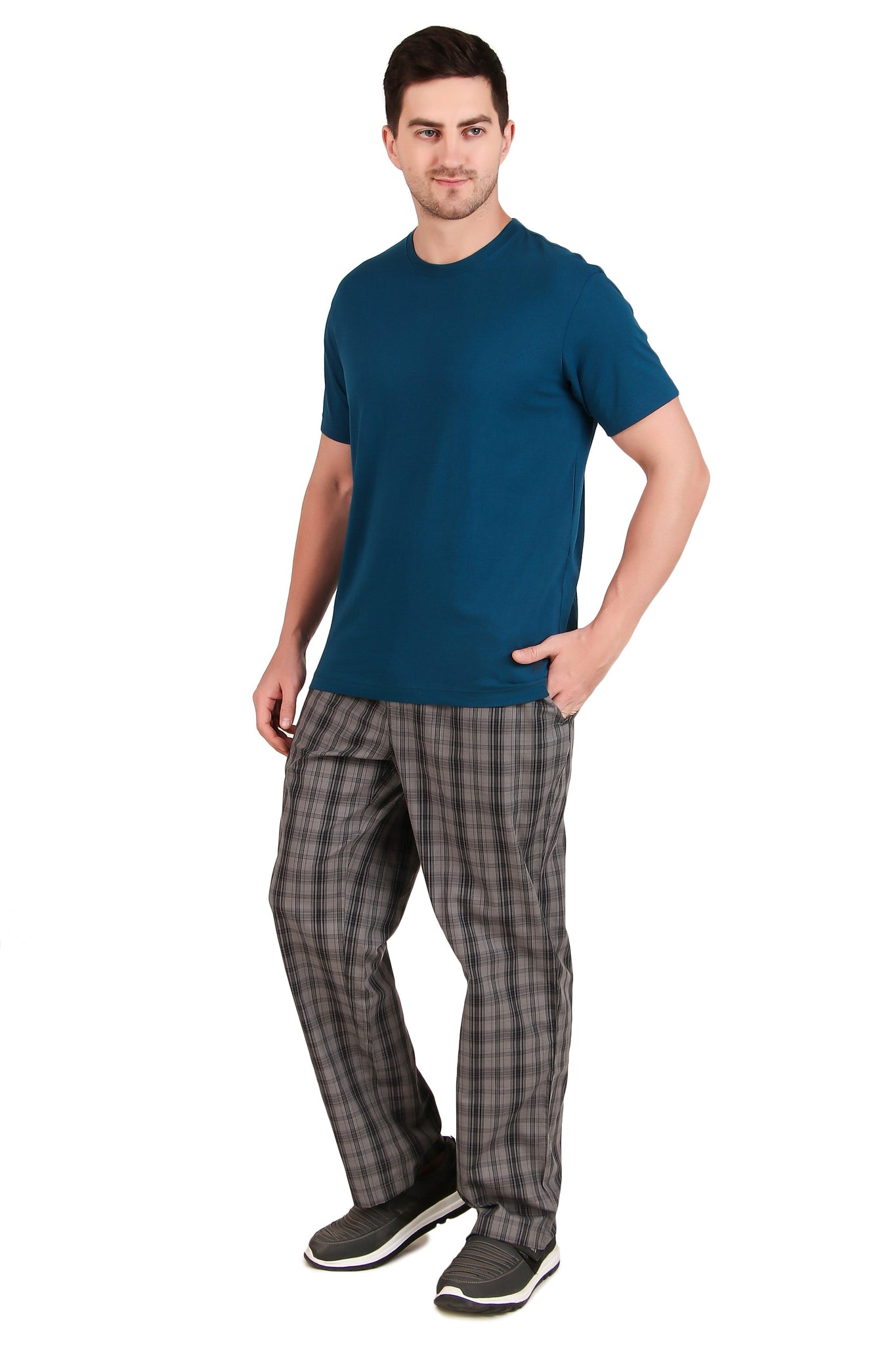 Jockey-9009 Super Combed Cotton Woven Fabric Regular Fit Checkered Pyjama with Side Pockets