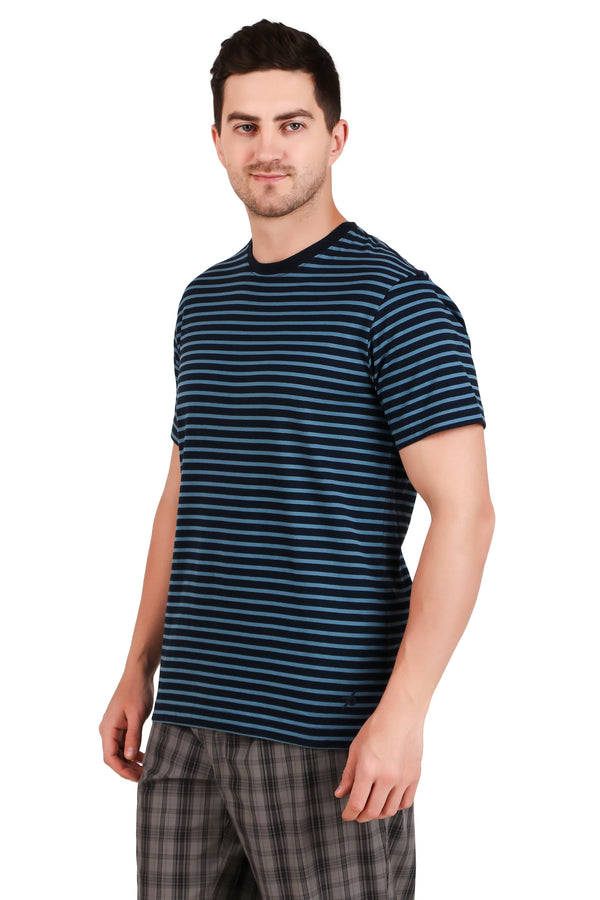 Jockey-2715 Super Combed Cotton Rich Striped Round Neck Half Sleeve T-Shirt -NV-ST
