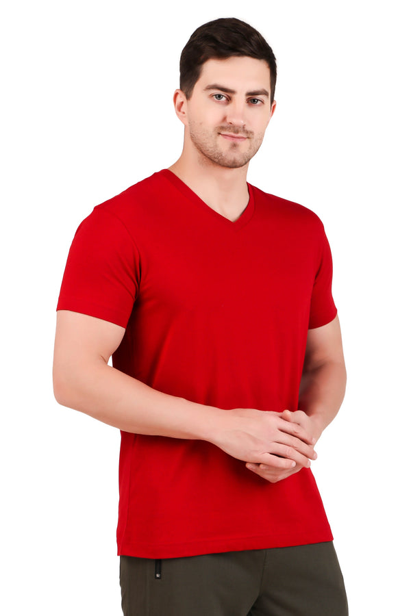Jockey-2726 Super Combed Cotton Rich Solid V Neck Half Sleeve T-Shirt -Shred