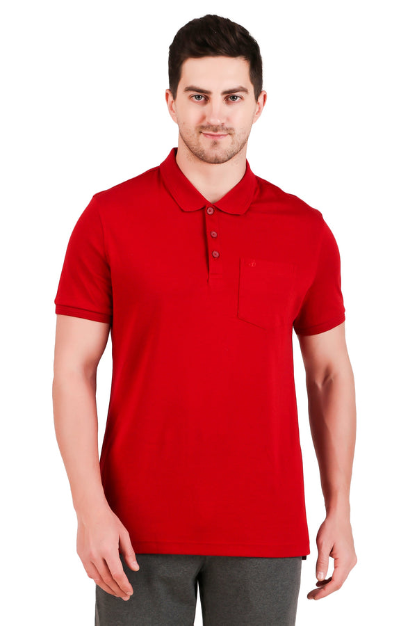 Jockey-3913 Super Combed Cotton Rich Solid Half Sleeve Polo T-Shirt with Chest Pocket -Shred
