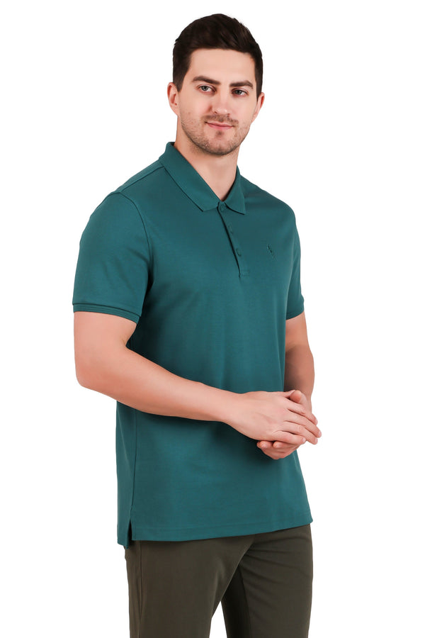 Jockey-3912 Super Combed Cotton Rich Solid Half Sleeve Polo T-Shirt -Pcgrn