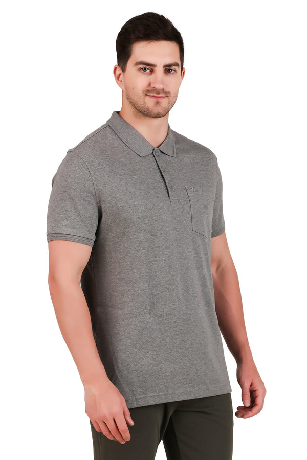 Jockey-3913 Super Combed Cotton Rich Solid Half Sleeve Polo T-Shirt with Chest Pocket -Mgrml