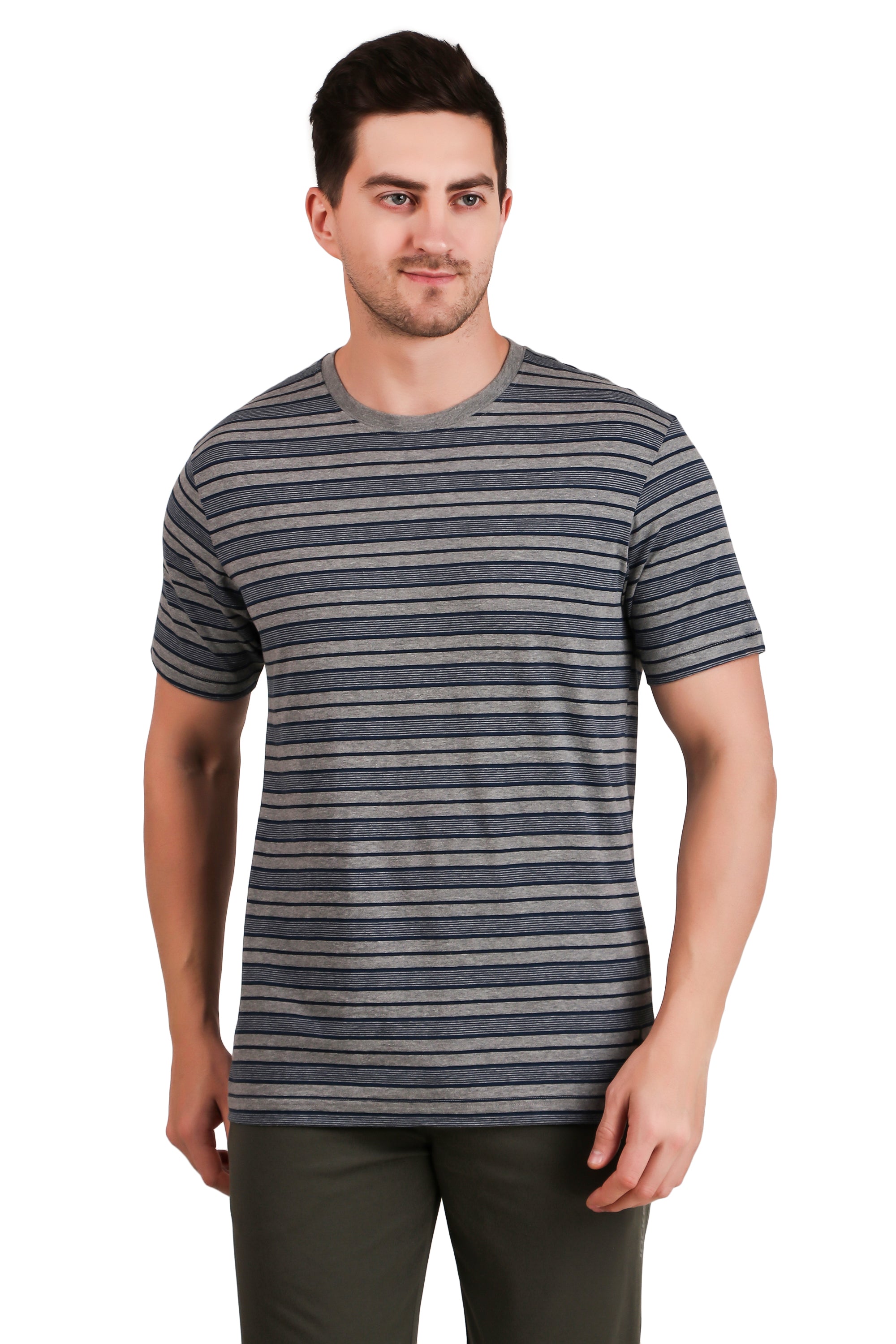 Jockey-2715 Super Combed Cotton Rich Striped Round Neck Half Sleeve T-Shirt