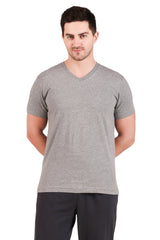 Jockey-2726 Super Combed Cotton Rich Solid V Neck Half Sleeve T-Shirt -Gryml