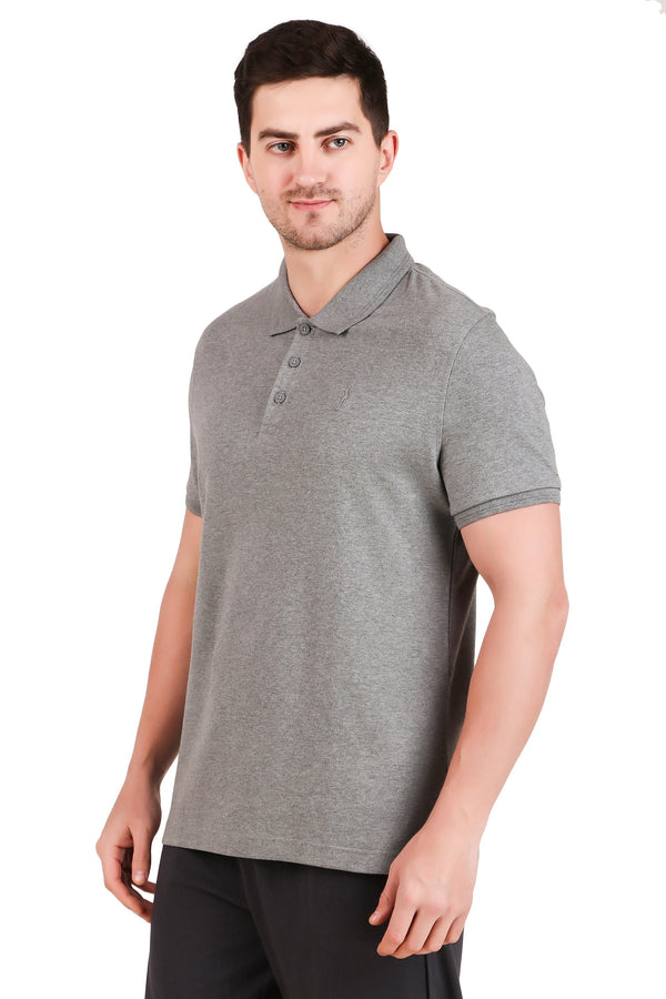 Jockey-3912 Super Combed Cotton Rich Solid Half Sleeve Polo T-Shirt -Gryml