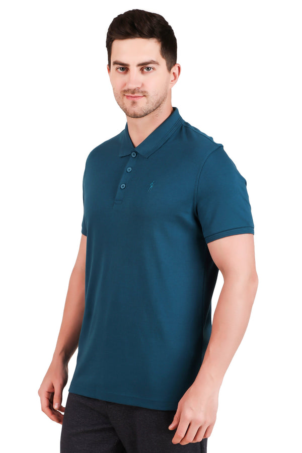 Jockey-3912 Super Combed Cotton Rich Solid Half Sleeve Polo T-Shirt -Seapt