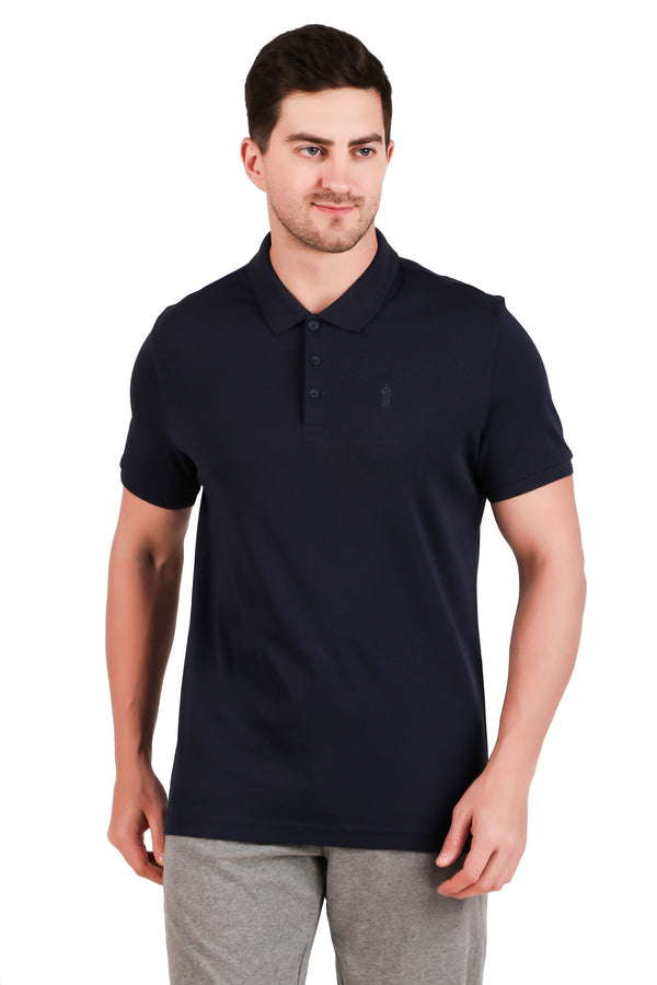 Jockey-3912 Super Combed Cotton Rich Solid Half Sleeve Polo T-Shirt -Navy