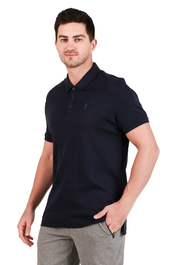 Jockey-3912 Super Combed Cotton Rich Solid Half Sleeve Polo T-Shirt -Navy