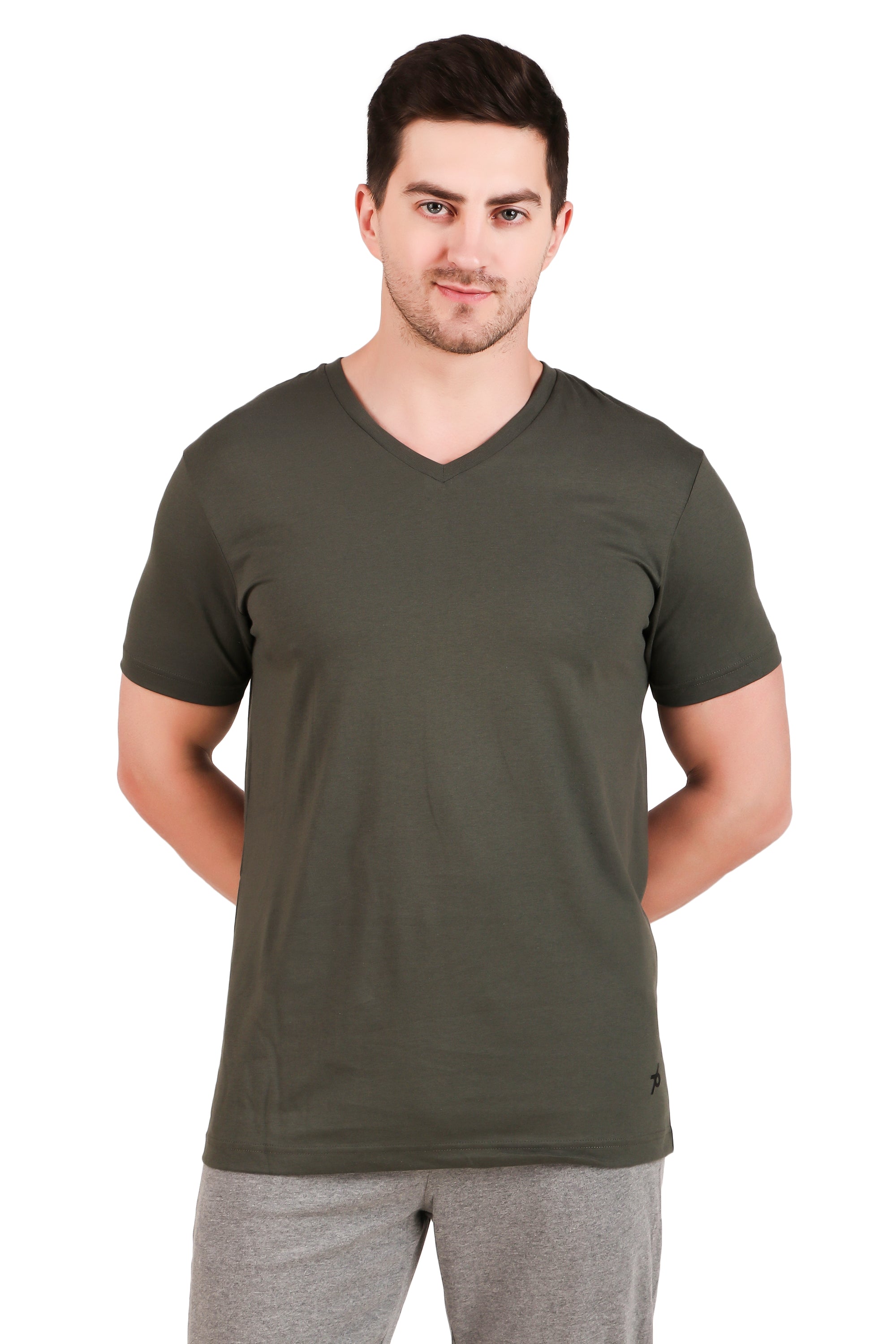 Jockey-2726 Super Combed Cotton Rich Solid V Neck Half Sleeve T-Shirt