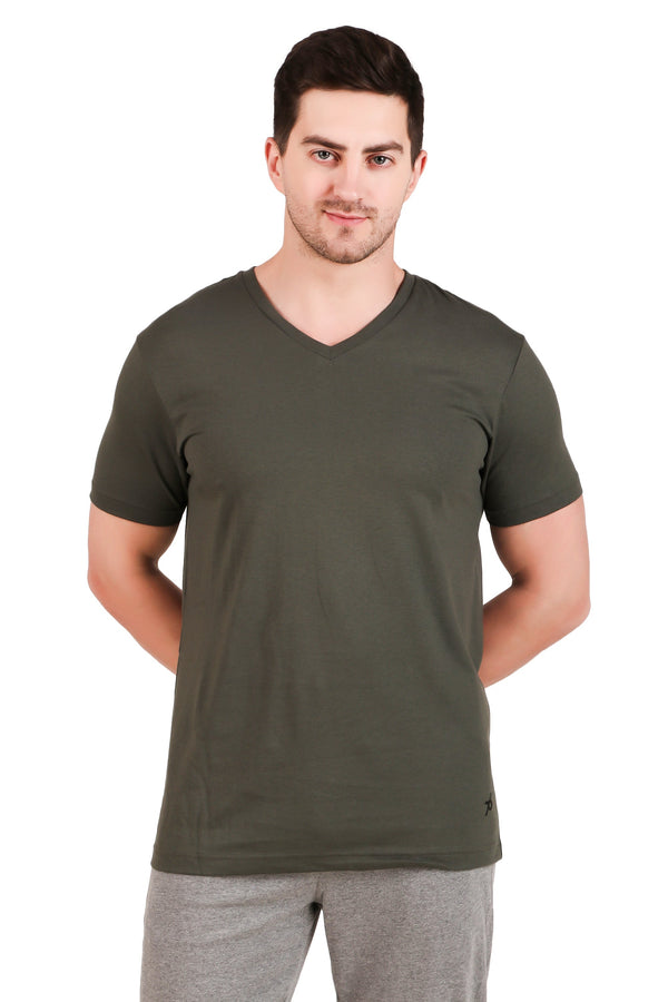 Jockey-2726 Super Combed Cotton Rich Solid V Neck Half Sleeve T-Shirt -Dpolv