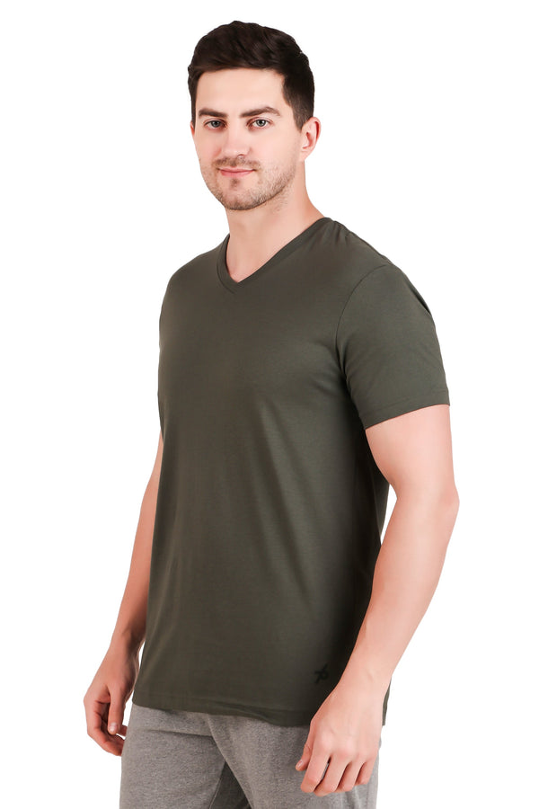 Jockey-2726 Super Combed Cotton Rich Solid V Neck Half Sleeve T-Shirt -Dpolv