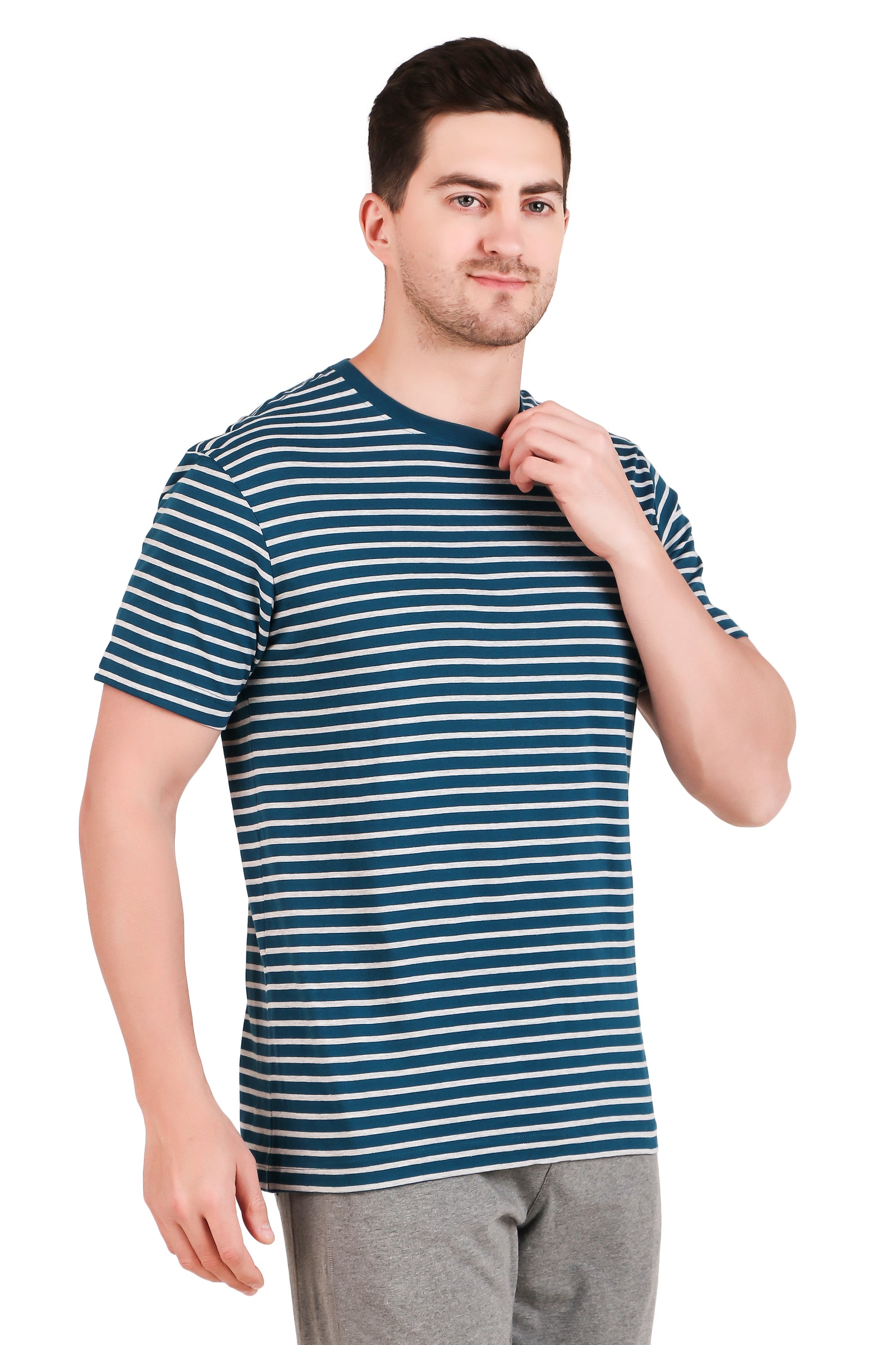 Jockey-2715 Super Combed Cotton Rich Striped Round Neck Half Sleeve T-Shirt