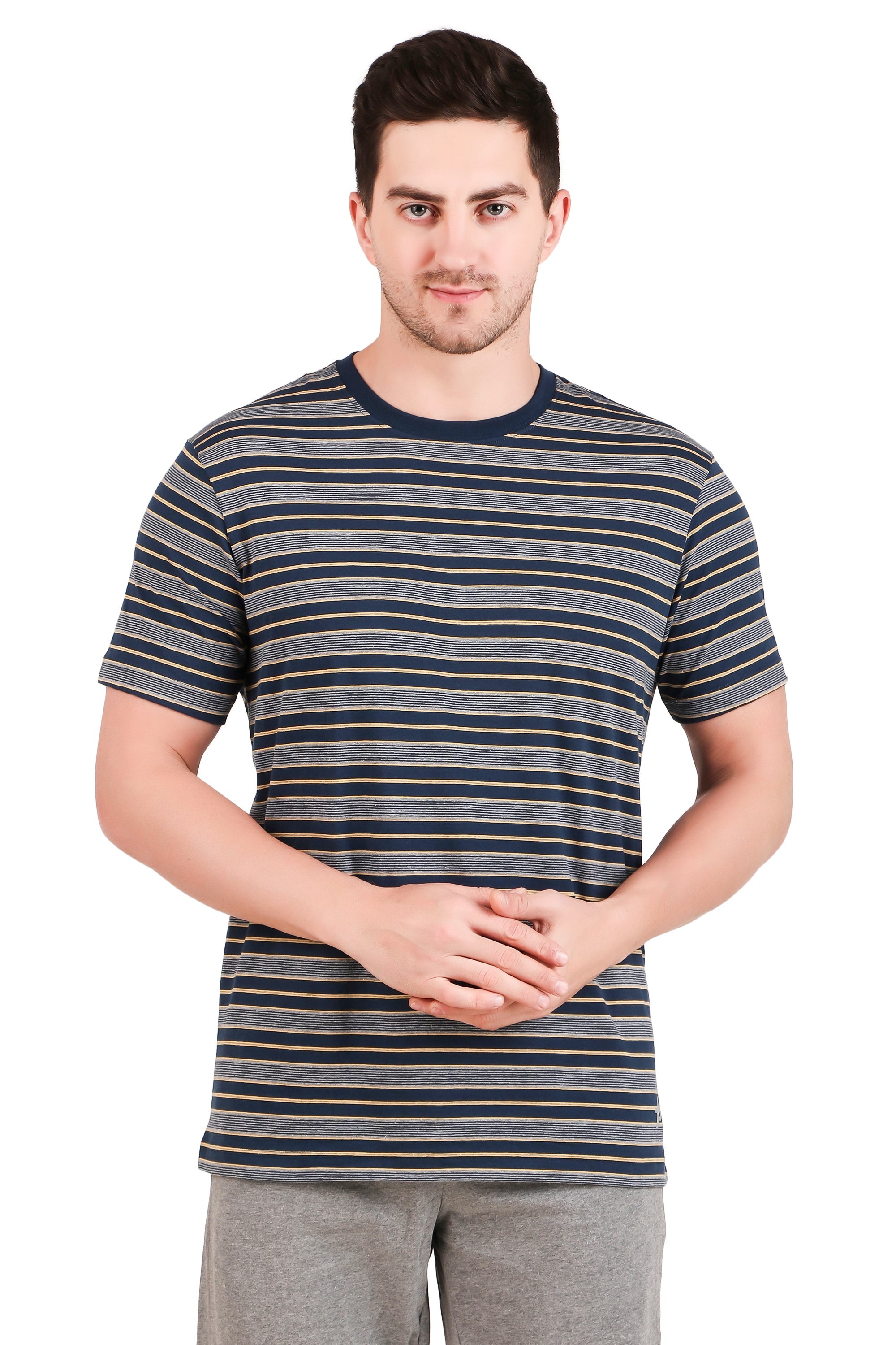 Jockey-2715 Super Combed Cotton Rich Striped Round Neck Half Sleeve T-Shirt