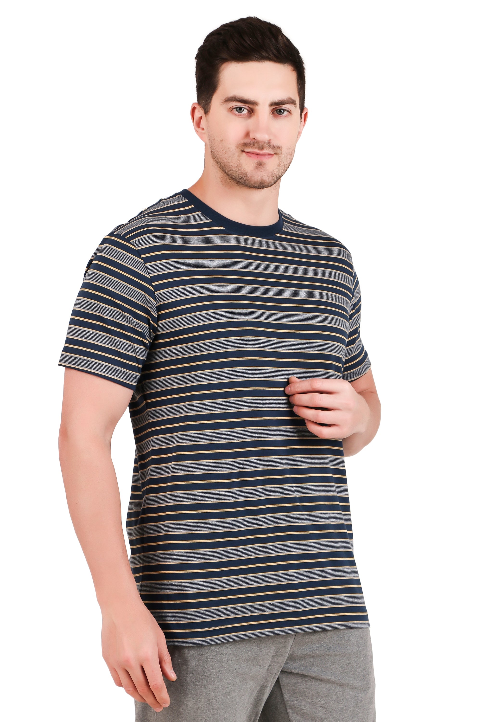 Jockey-2715 Super Combed Cotton Rich Striped Round Neck Half Sleeve T-Shirt