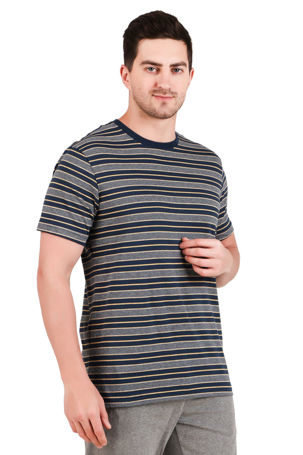 Jockey-2715 Super Combed Cotton Rich Striped Round Neck Half Sleeve T-Shirt -PN-IB