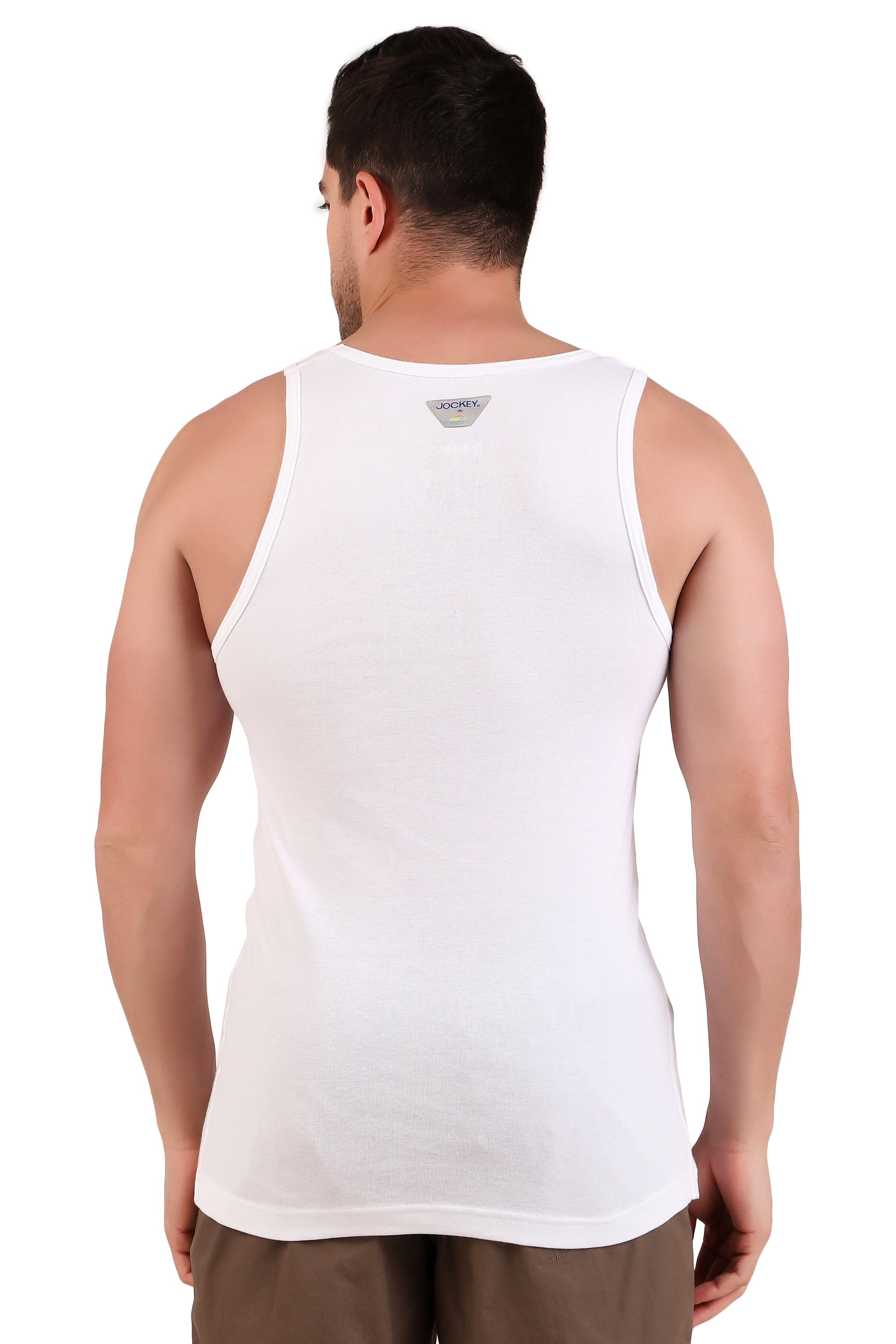 Jockey-FP04 Super Combed Cotton Rib Round Neck Sleeveless Vest- White