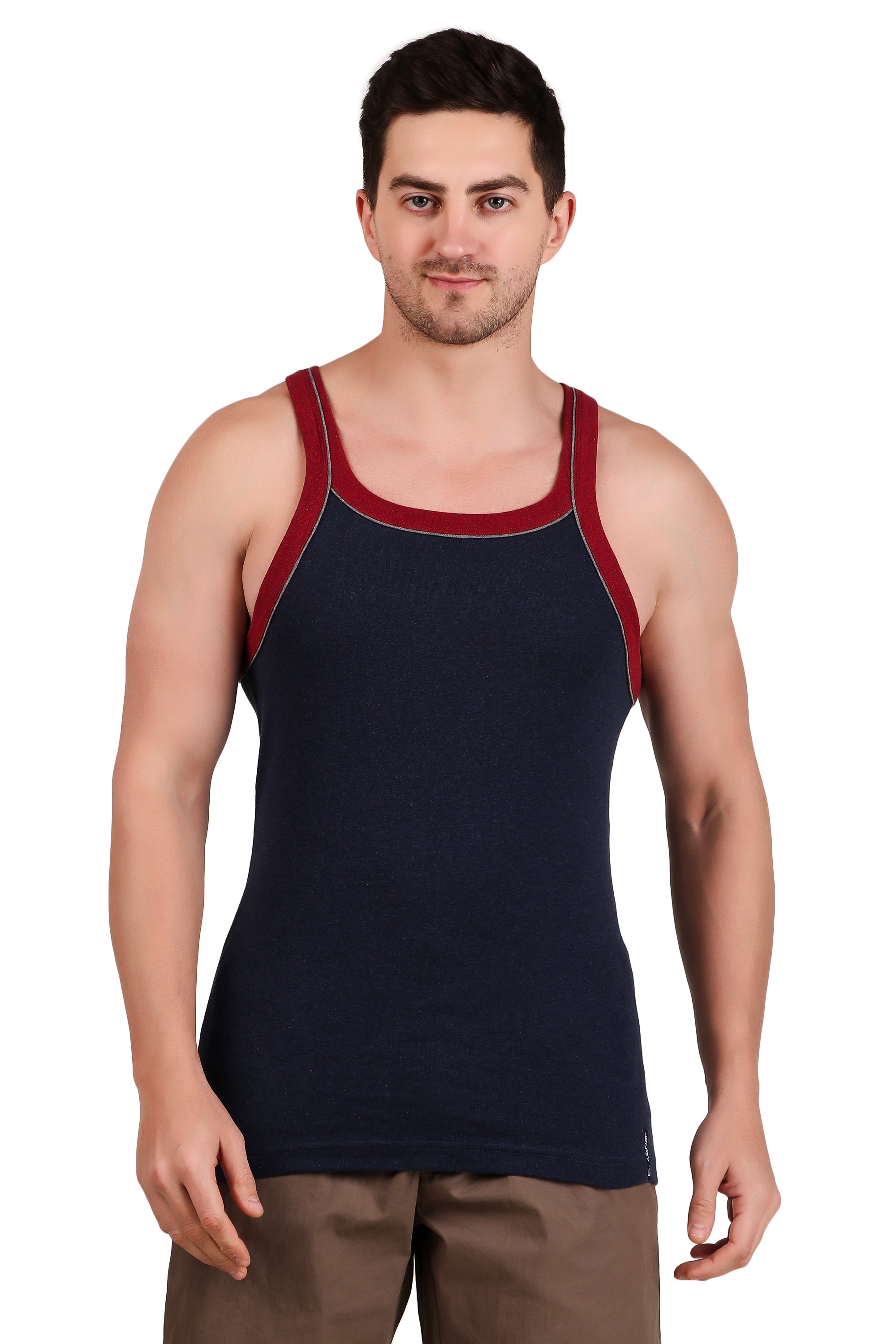 Jockey-US54 Super Combed Cotton Rib Square Neck Gym Vest with Graphic Print