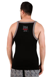 Jockey-US54 Super Combed Cotton Rib Square Neck Gym Vest with Graphic Print