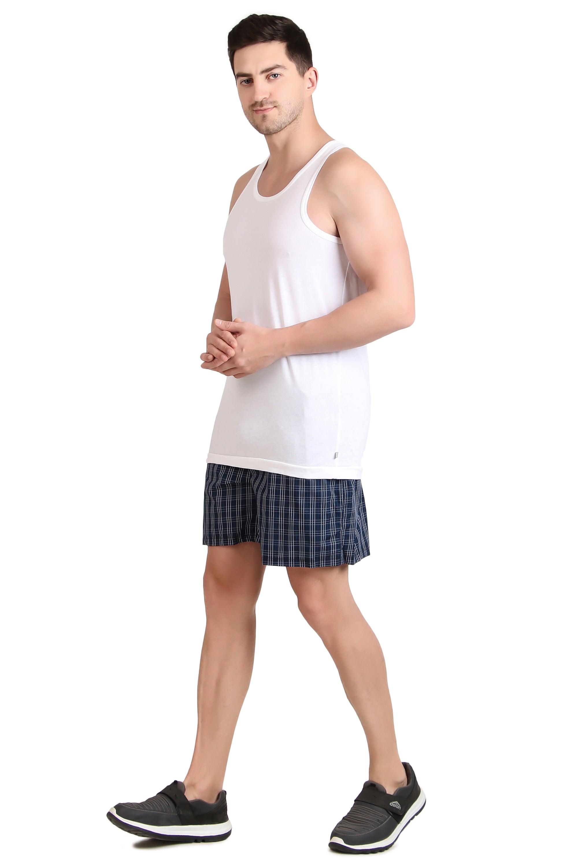 Jockey-1223 Super Combed Mercerized Cotton Woven Checkered Boxer Shorts with Side Pocket