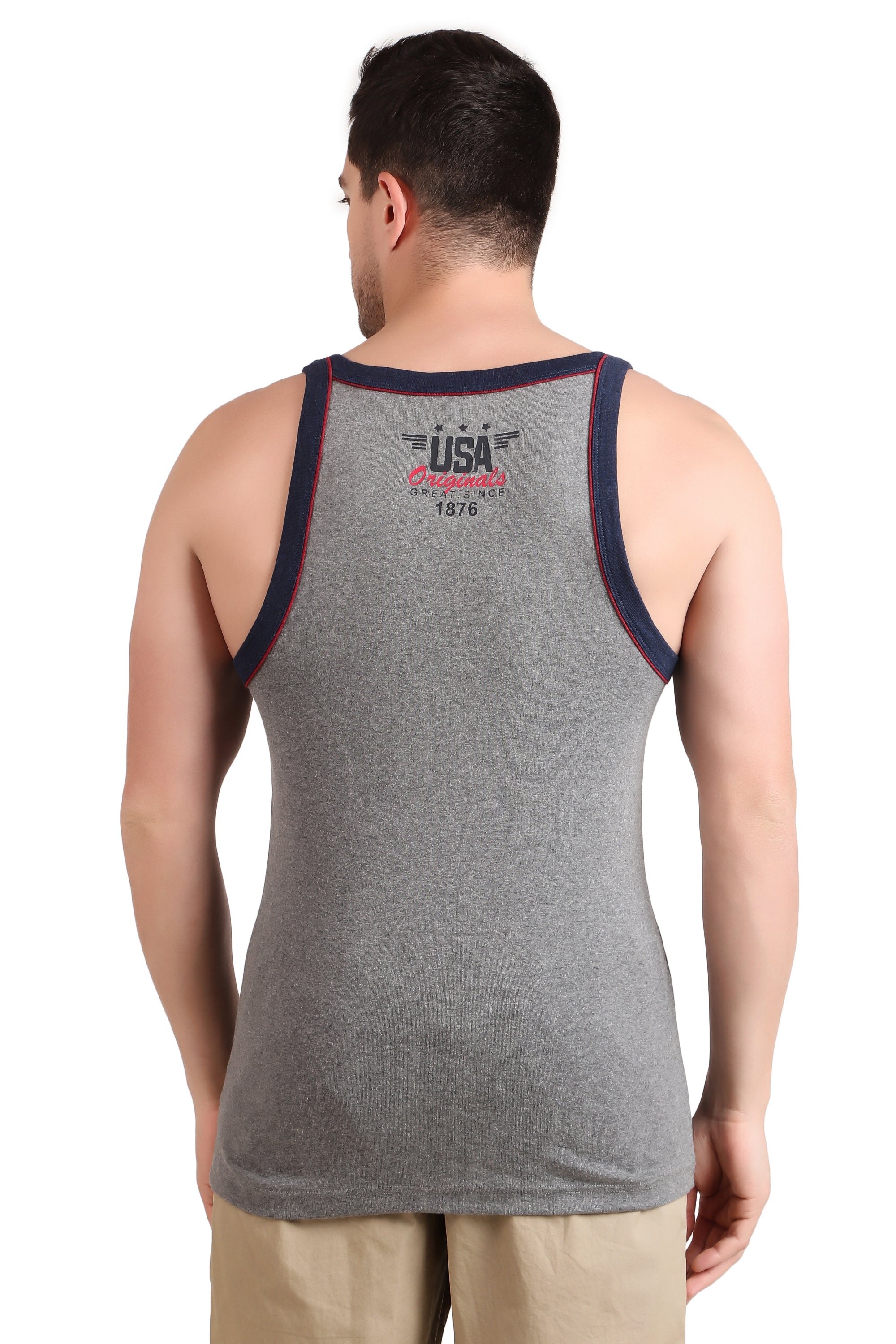 Jockey-US54 Super Combed Cotton Rib Square Neck Gym Vest with Graphic Print