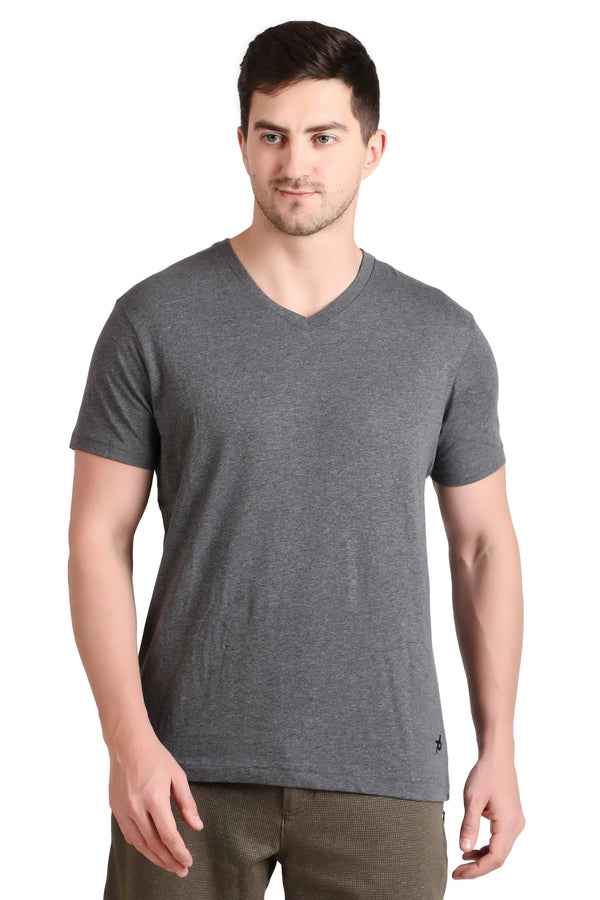 Jockey-2726 Super Combed Cotton Rich Solid V Neck Half Sleeve T-Shirt -Chaml