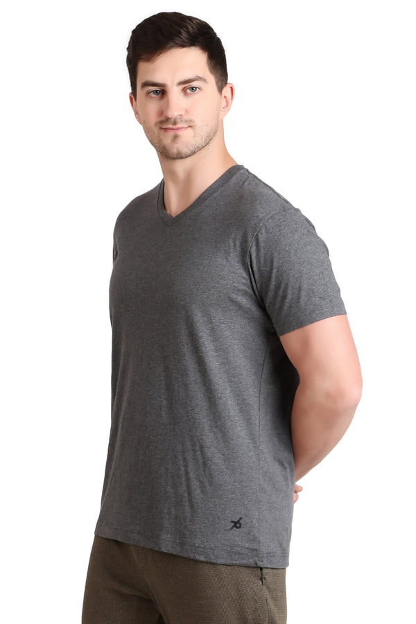 Jockey-2726 Super Combed Cotton Rich Solid V Neck Half Sleeve T-Shirt -Chaml