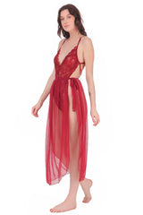 Scarlet AXTZH-XBIK2PNETRD001 Power net strap  Ligerie Dresses for Women, Deep-V Halter Backless  Babydoll