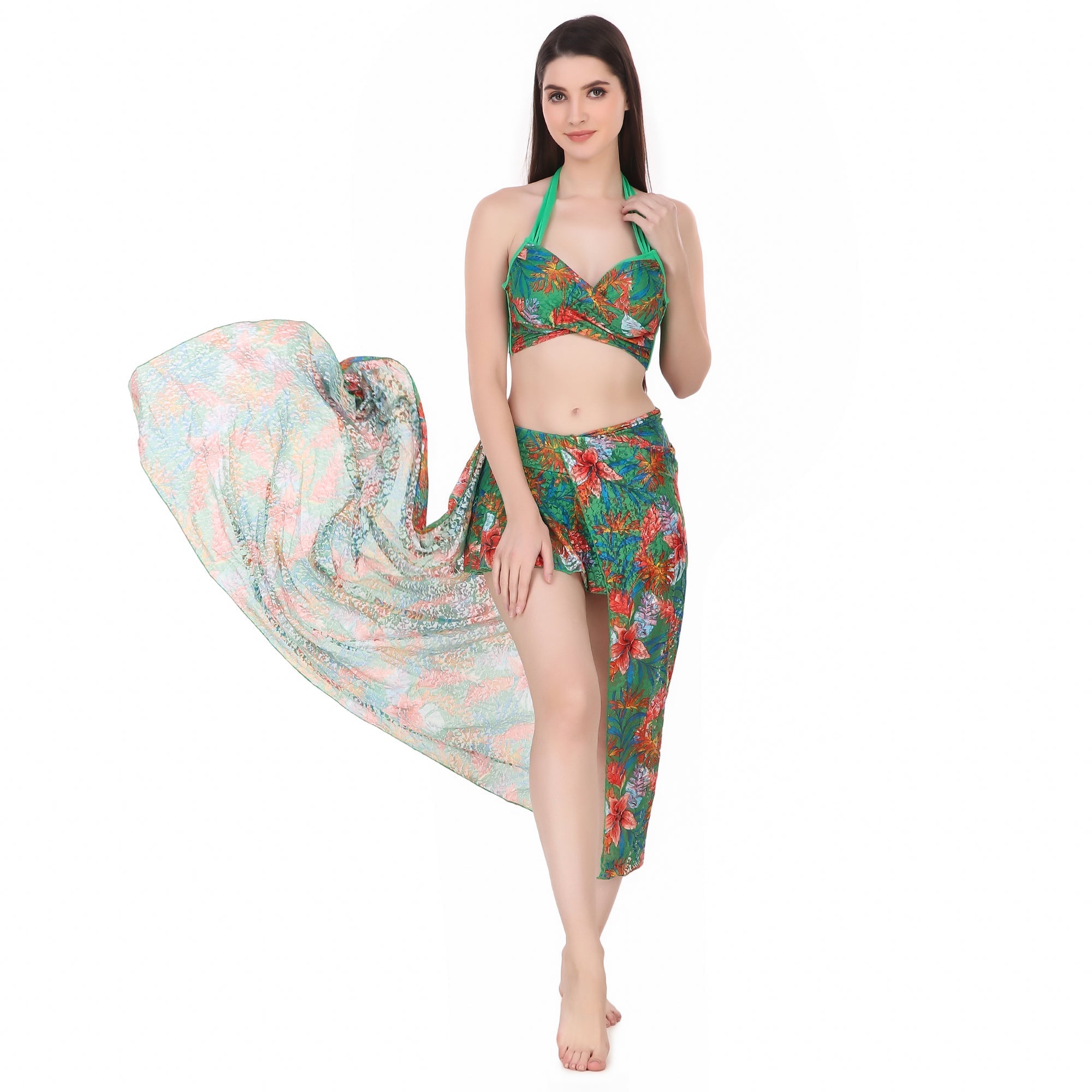 HIGH WAISTED TROPICAL PRINT SHIORTS