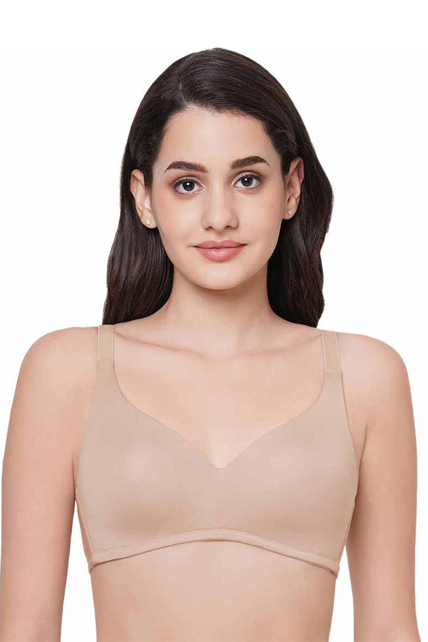 WACOAL-WB7525 Beige Solid Non-Wired Lightly Padded T-shirt Bra