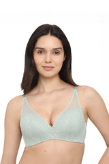 WACOAL BRA IAB317 DS Emma Lace Padded Non-wired 3/4th Cup Bridal Wear Medium coverage Lace Bra - Green