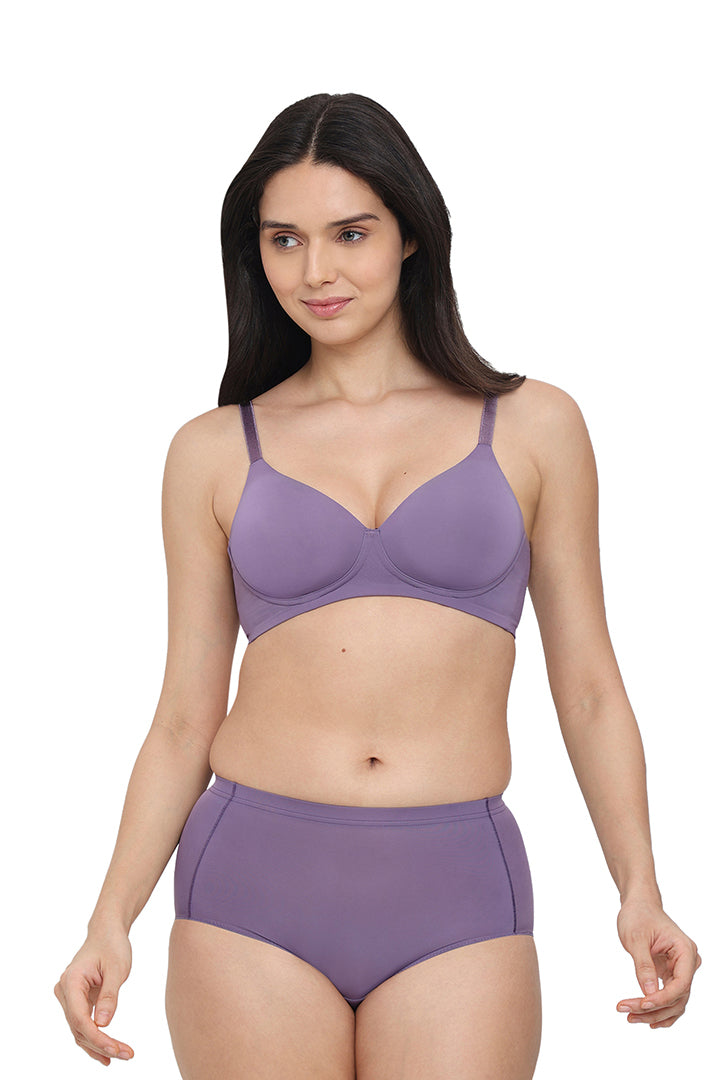 WACOAL BRA BI05H02 MG Cool Comfort Padded Non-wired 3/4th Cup Everyday Wear T-shirt Bra -Purple