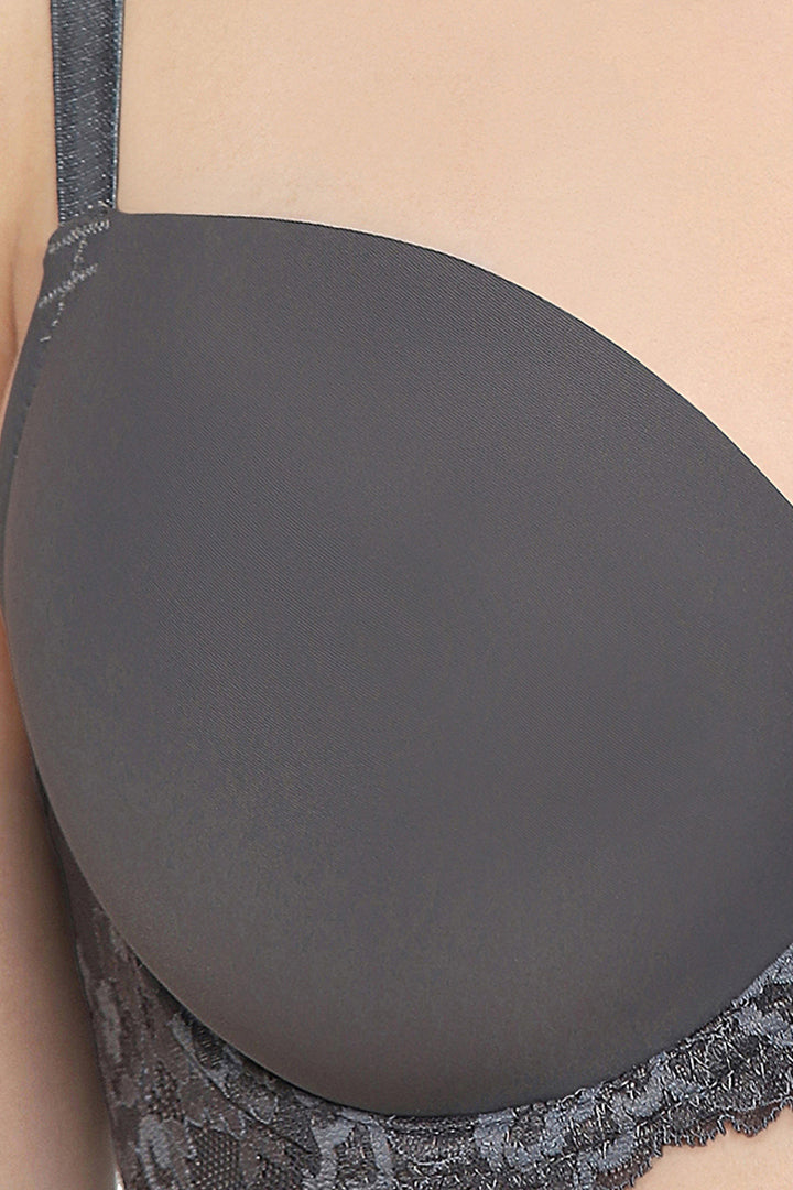 WACOAL BRA BI05B02 GY Balcony & Beyond Padded Wired Half Cup Everyday Wear Smooth Finish Fashion Bra - Grey