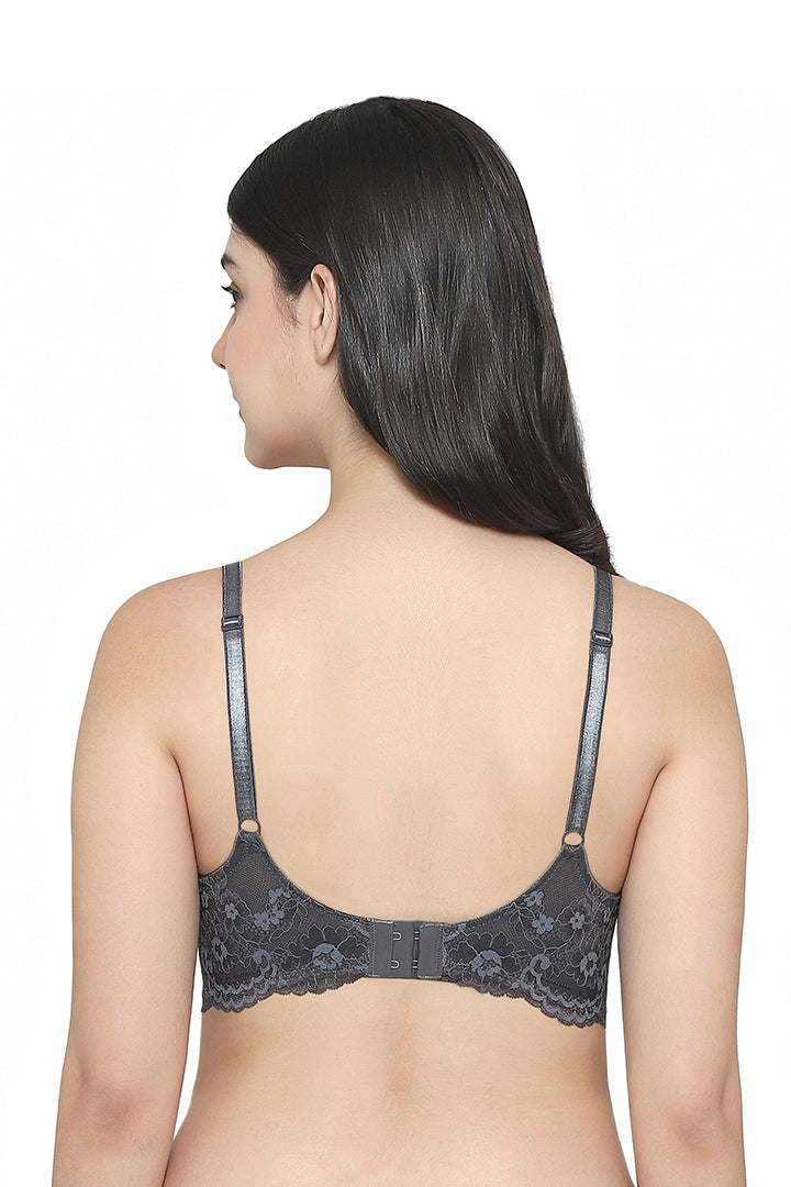 WACOAL BRA BI05B02 GY Balcony & Beyond Padded Wired Half Cup Everyday Wear Smooth Finish Fashion Bra - Grey