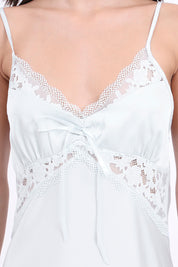 AXTZH Satin Nightwear Set with Robe NW X7306-SBLUE-F11S