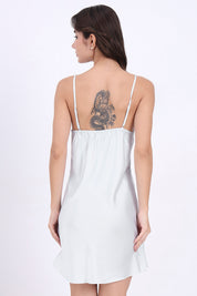 AXTZH Satin Nightwear Set with Robe NW X7306-SBLUE-F11S