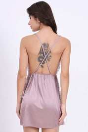 AXTZH Deep V Lace Nightwear Set with Thong NW X5529-FF-F1S