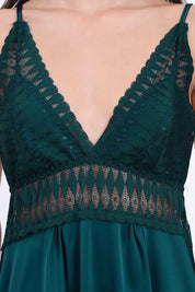 AXTZH Lace Bodice Nightwear Set with Thong NW X5531-TEAL-F1S