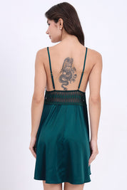 AXTZH Lace Bodice Nightwear Set with Thong NW X5531-TEAL-F1S