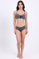 AXTZH Lace-Up Front Seamless Bra XB0238-GRYML-CP301