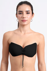 VONZZO VFREEBRACL Lace-Up Backless Adhesive Bra -BLACK