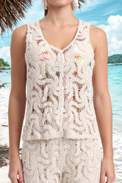 AXTZH Wave Whimsy Crochet Beachwear Lowers XBWLOWER0179IY