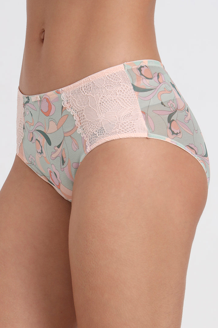 TRIUMPH PANTY 756I597 Printed High-Waist Brief with Lace Side Panels