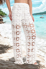 White AXTZH Sunbeam Crochet Beachwear Pants XBWLOWER3311IY